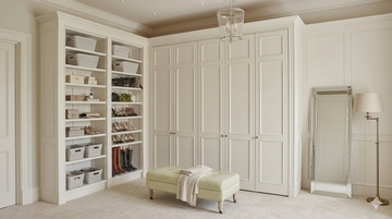 White painted built-in wardrobe with shelving showing where mould signs can appear and how to identify them early