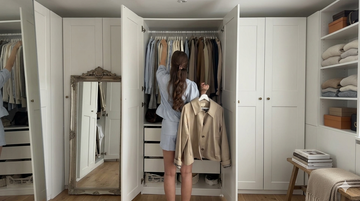 Open wardrobe in a modern apartment showing storage space, relevant to mould prevention for renters in enclosed spaces